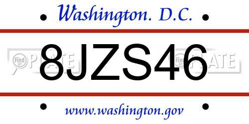 8JZS46 District Of Columbia License Plate