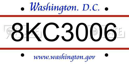 8KC3006 District Of Columbia License Plate