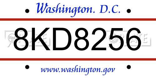 8KD8256 District Of Columbia License Plate
