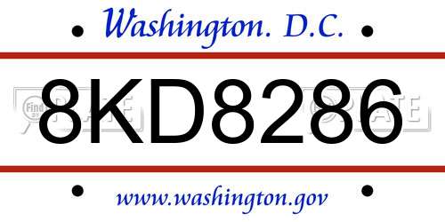 8KD8286 District Of Columbia License Plate