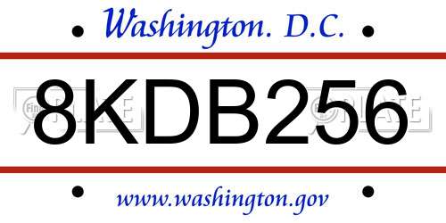 8KDB256 District Of Columbia License Plate