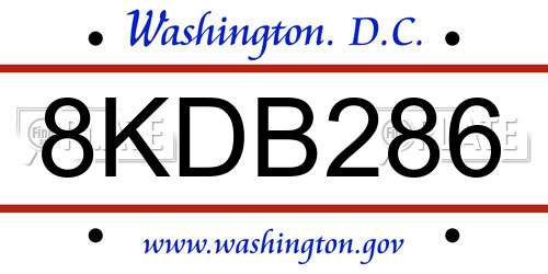 8KDB286 District Of Columbia License Plate