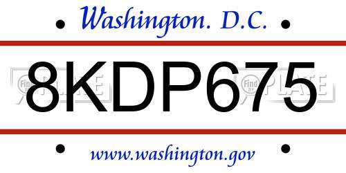 8KDP675 District Of Columbia License Plate