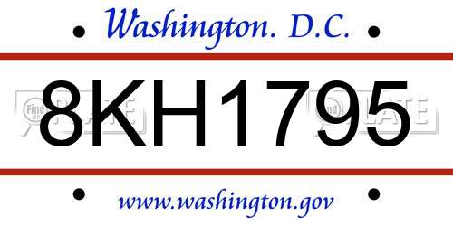 8KH1795 District Of Columbia License Plate