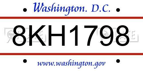 8KH1798 District Of Columbia License Plate