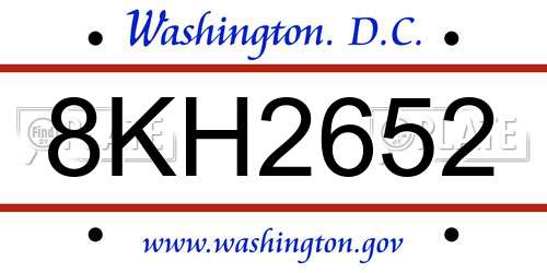 8KH2652 District Of Columbia License Plate