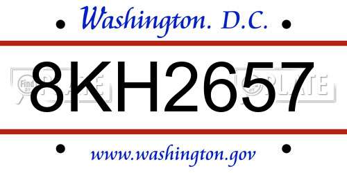 8KH2657 District Of Columbia License Plate