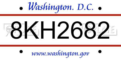 8KH2682 District Of Columbia License Plate