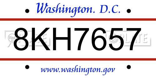 8KH7657 District Of Columbia License Plate