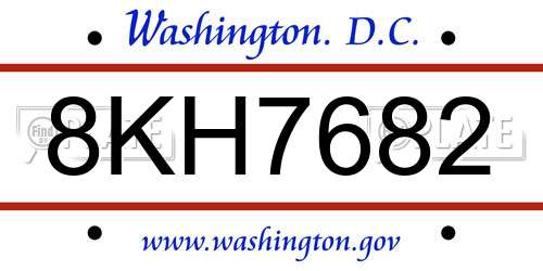 8KH7682 District Of Columbia License Plate