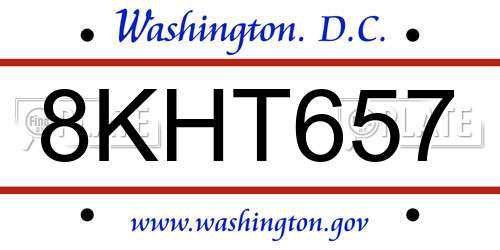 8KHT657 District Of Columbia License Plate