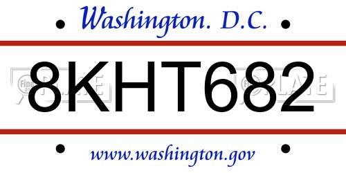 8KHT682 District Of Columbia License Plate
