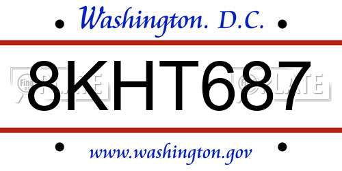 8KHT687 District Of Columbia License Plate