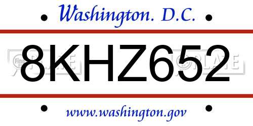 8KHZ652 District Of Columbia License Plate
