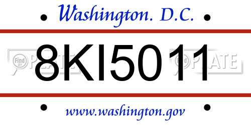 8KI5011 District Of Columbia License Plate