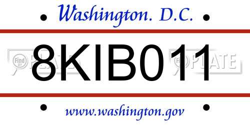 8KIB011 District Of Columbia License Plate