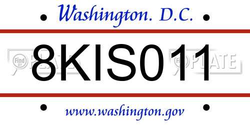 8KIS011 District Of Columbia License Plate