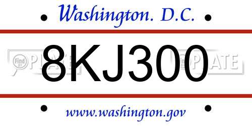 8KJ300 District Of Columbia License Plate
