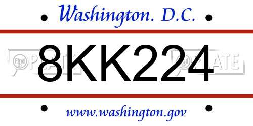 8KK224 District Of Columbia License Plate