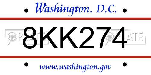 8KK274 District Of Columbia License Plate
