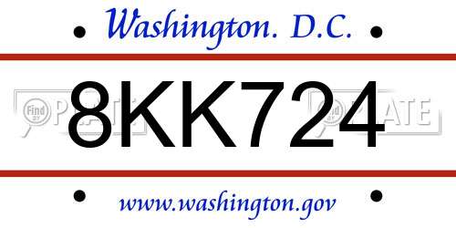 8KK724 District Of Columbia License Plate
