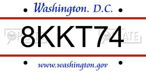 8KKT74 District Of Columbia License Plate