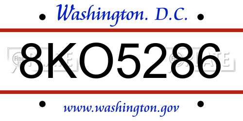 8KO5286 District Of Columbia License Plate