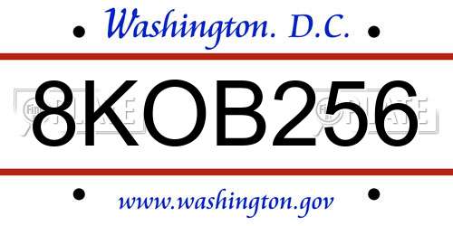 8KOB256 District Of Columbia License Plate