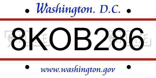 8KOB286 District Of Columbia License Plate