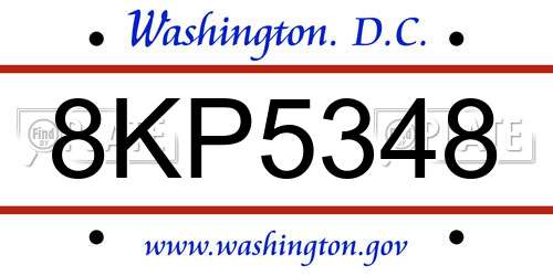 8KP5348 District Of Columbia License Plate