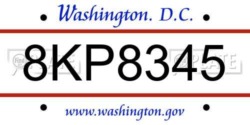 8KP8345 District Of Columbia License Plate
