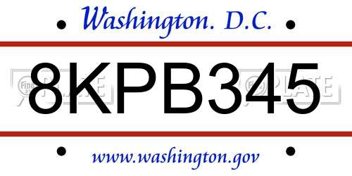 8KPB345 District Of Columbia License Plate