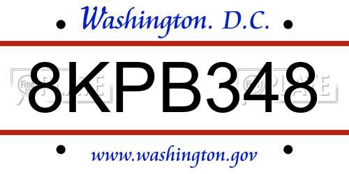 8KPB348 District Of Columbia License Plate