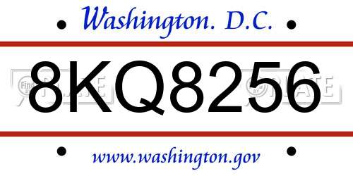 8KQ8256 District Of Columbia License Plate