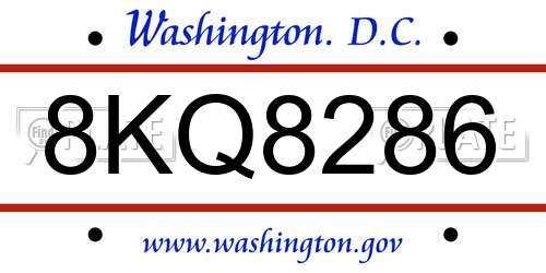 8KQ8286 District Of Columbia License Plate