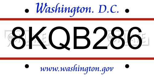 8KQB286 District Of Columbia License Plate