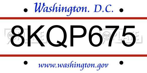 8KQP675 District Of Columbia License Plate