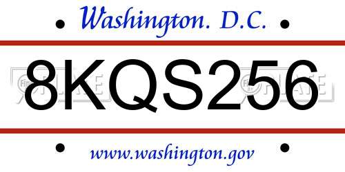 8KQS256 District Of Columbia License Plate