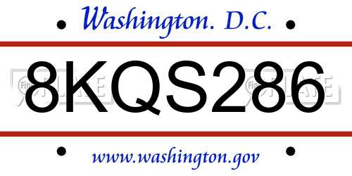 8KQS286 District Of Columbia License Plate
