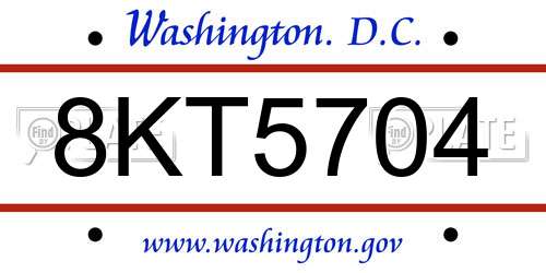 8KT5704 District Of Columbia License Plate