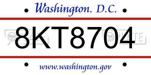 8KT8704 District Of Columbia License Plate
