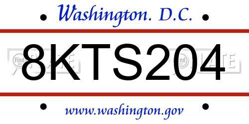 8KTS204 District Of Columbia License Plate