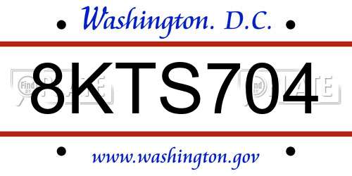 8KTS704 District Of Columbia License Plate