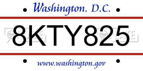 8KTY825 District Of Columbia License Plate