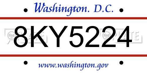 8KY5224 District Of Columbia License Plate