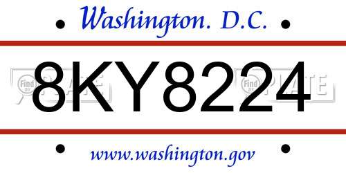 8KY8224 District Of Columbia License Plate