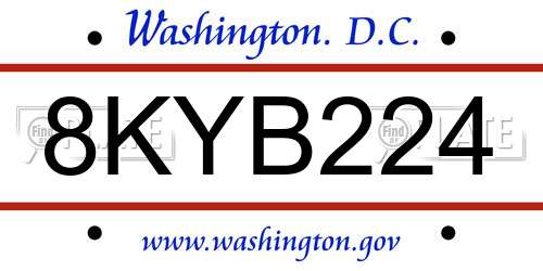8KYB224 District Of Columbia License Plate