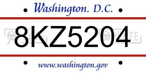 8KZ5204 District Of Columbia License Plate