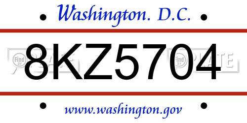 8KZ5704 District Of Columbia License Plate