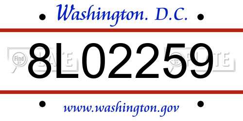 8L02259 District Of Columbia License Plate